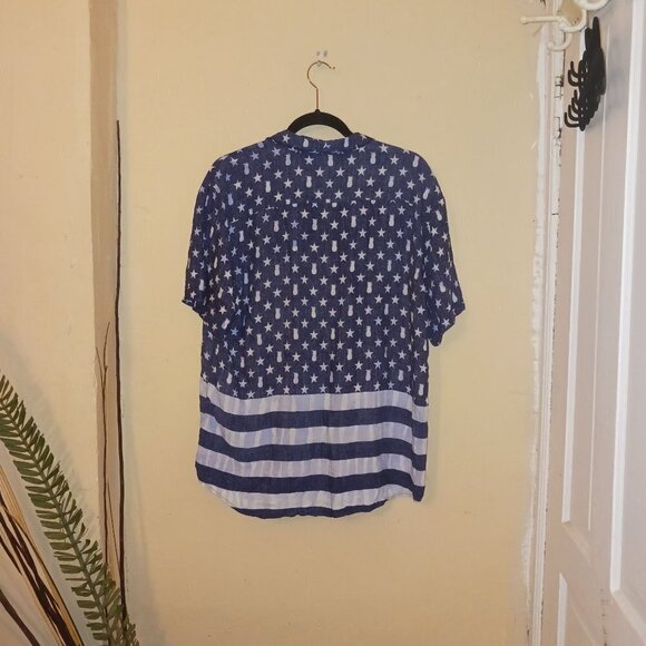 The endless summer mens button up blue and white with star stripes and p… - Picture 2 of 5